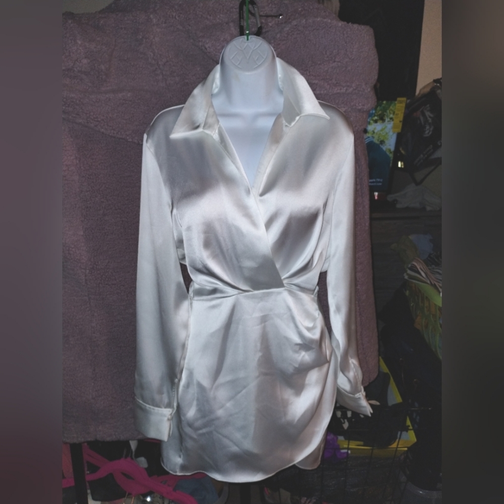 Zara silk long sleeve dress blouse XS